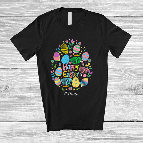 MacnyStore - Personalized Happy Easter; Lovely Custom Name Accordion Easter Egg Shape; Musical Instruments T-Shirt