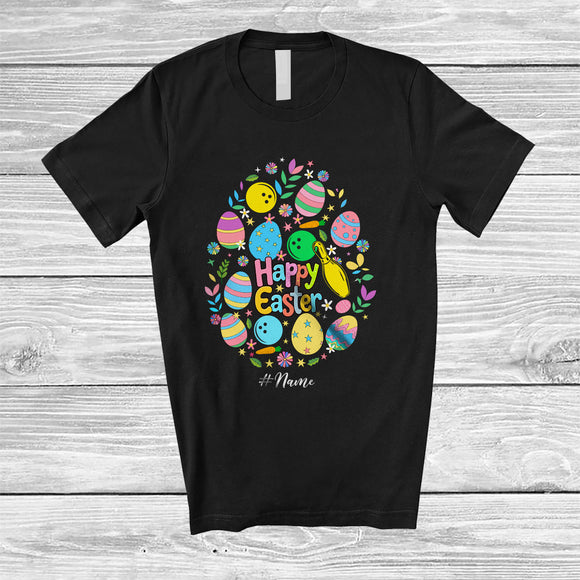 MacnyStore - Personalized Happy Easter; Lovely Custom Name Bowling Easter Egg Shape; Sport Player T-Shirt