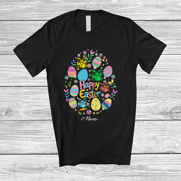 MacnyStore - Personalized Happy Easter; Lovely Custom Name Drum Easter Egg Shape; Musical Instruments T-Shirt