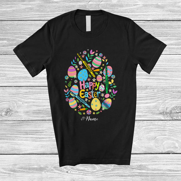 MacnyStore - Personalized Happy Easter; Lovely Custom Name Flute Easter Egg Shape; Musical Instruments T-Shirt