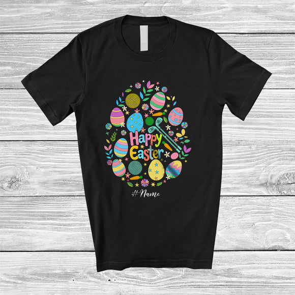 MacnyStore - Personalized Happy Easter; Lovely Custom Name Golf Easter Egg Shape; Sport Player T-Shirt