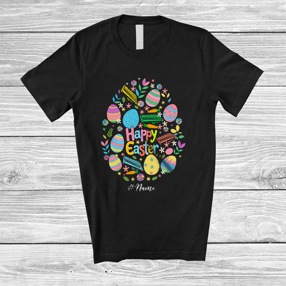 MacnyStore - Personalized Happy Easter; Lovely Custom Name Xylophone Easter Egg Shape; Musical Instruments T-Shirt