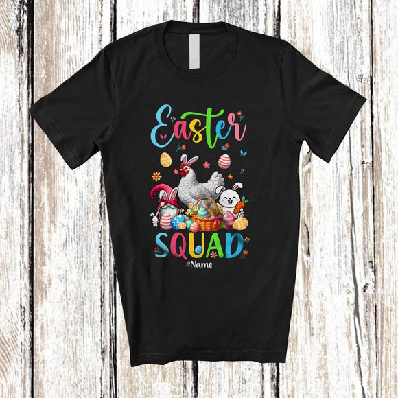 MacnyStore - Personalized Happy Easter; Wonderful Custom Name Chicken Bunny Rabbit Eggs Basket; Family T-Shirt