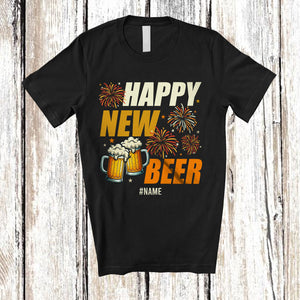 MacnyStore - Personalized Happy New Beer; Cheerful New Year Beer Drinking; Custom Name Drunker T-Shirt