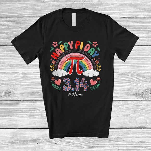 MacnyStore - Personalized Happy Pi Day 3.14; Amazing Math Leopard Rainbow; Custom Name Student Teacher T-Shirt