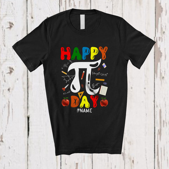 MacnyStore - Personalized Happy Pi Day; Lovely Math Logic Pi Symbol; Custom Name Teacher Student Math T-Shirt