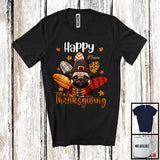 MacnyStore - Personalized Happy Thanksgiving; Adorable Custom Name Pug Plaid Turkey Tail; Family T-Shirt