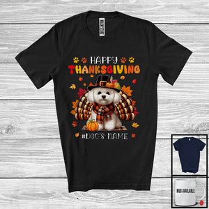 MacnyStore - Personalized Happy Thanksgiving; Amazing Custom Name Turkey Bichon Frise; Fall Leaves T-Shirt