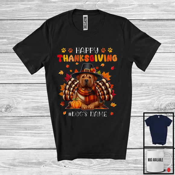 MacnyStore - Personalized Happy Thanksgiving; Amazing Custom Name Turkey Shar Pei; Fall Leaves T-Shirt