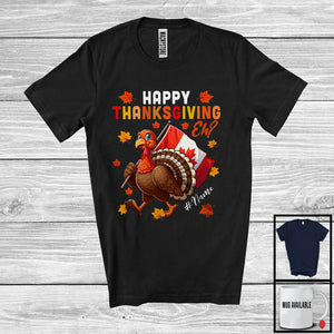 MacnyStore - Personalized Happy Thanksgiving; Proud Custom Name Turkey Canada Flag; Canadian Family T-Shirt