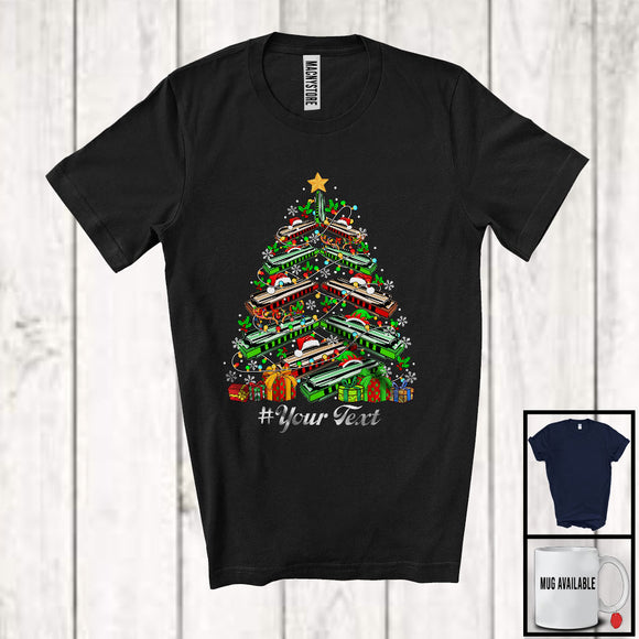 MacnyStore - Personalized Harmonica Christmas Tree; Merry X-mas Custom Text Musical Instruments Player T-Shirt