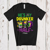 MacnyStore - Personalized He's My Drunker Half; Wonderful Mardi Gras Custom Name Drinking; Couple Parade T-Shirt