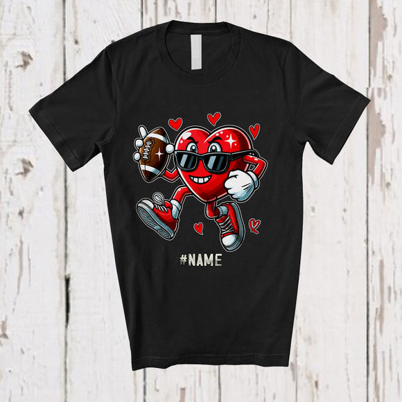 MacnyStore - Personalized Heart Playing Football; Joyful Valentine Hearts Sunglasses; Custom Name Player T-Shirt