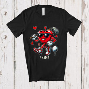 MacnyStore - Personalized Heart Playing Golf; Joyful Valentine Hearts Sunglasses; Custom Name Player T-Shirt