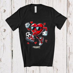 MacnyStore - Personalized Heart Playing Soccer; Joyful Valentine Hearts Sunglasses; Custom Name Player T-Shirt