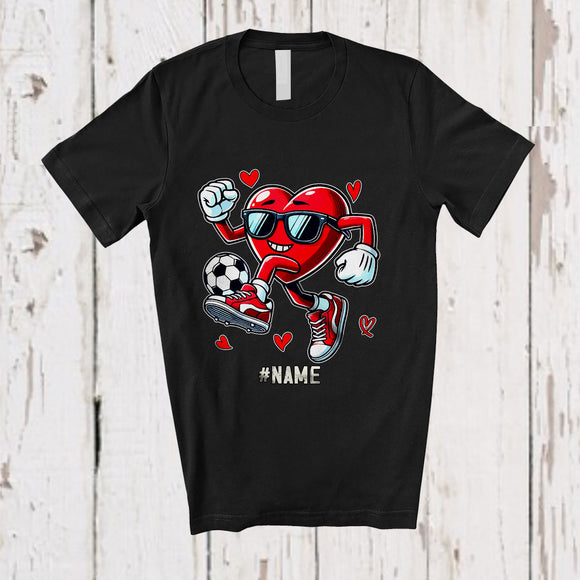 MacnyStore - Personalized Heart Playing Soccer; Joyful Valentine Hearts Sunglasses; Custom Name Player T-Shirt