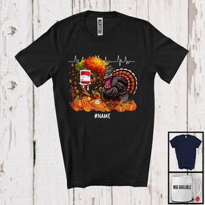 MacnyStore - Personalized Heartbeat Turkey Nursing; Wonderful Thanksgiving Fall Tree; Custom Name Nurse T-Shirt