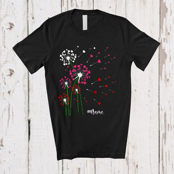 MacnyStore - Personalized Hearts Dandelion; Lovely Valentine Spread Flowers Hearts; Custom Name Gardener T-Shirt