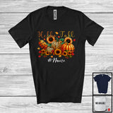 MacnyStore - Personalized Hello Fall; Adorable Thanksgiving Custom Name Three Leopard Fall Pumpkin; Family T-Shirt