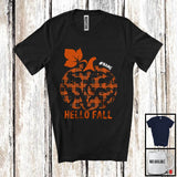 MacnyStore - Personalized Hello Fall; Cute Halloween Thanksgiving Pumpkin Plaid; Custom Name Bearded Dragon T-Shirt