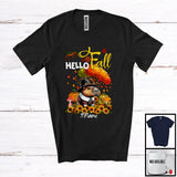 MacnyStore - Personalized Hello Fall; Lovely Thanksgiving Tree Pilgrim Capybara; Custom Name Animal Lover T-Shirt