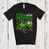 MacnyStore - Personalized Here For Shenanigans; Lovely St. Patrick's Day Custom Name Horse On Plaid Truck T-Shirt