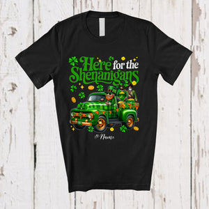 MacnyStore - Personalized Here For Shenanigans; Lovely St. Patrick's Day Custom Name Pirate On Plaid Truck T-Shirt