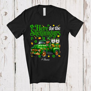 MacnyStore - Personalized Here For Shenanigans; Lovely St. Patrick's Day Custom Name Samoyed On Plaid Truck T-Shirt