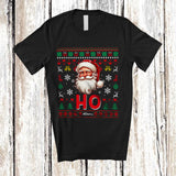 MacnyStore - Personalized Ho; Amusing Christmas Sweater Custom Name Santa Face; X-mas Adult Couple T-Shirt