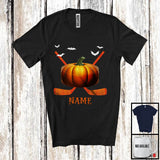 MacnyStore - Personalized Hockey Pumpkin Face, Humorous Halloween Custom Name Hockey Player T-Shirt