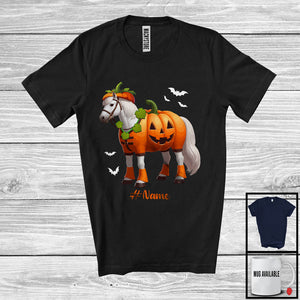 MacnyStore - Personalized Horse Pumpkin Cosplay; Humorous Halloween Custom Name Horse; Farm Animal T-Shirt