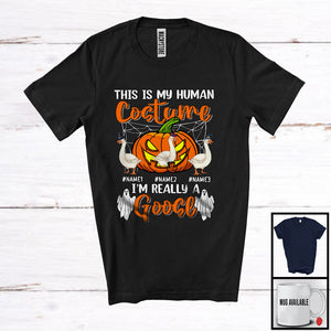 MacnyStore - Personalized Human Costume I'm Really A Goose; Horror Halloween Custom Name Farmer T-Shirt