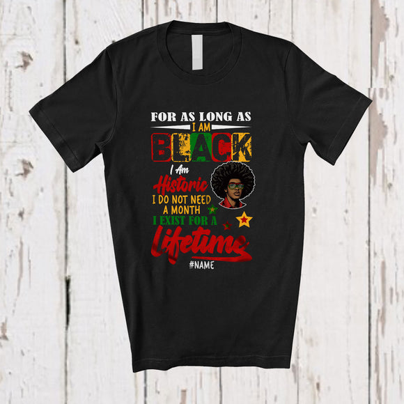 MacnyStore - Personalized I Am Black Historic; Proud Black History Month Custom Name Afro Men; African Family T-Shirt