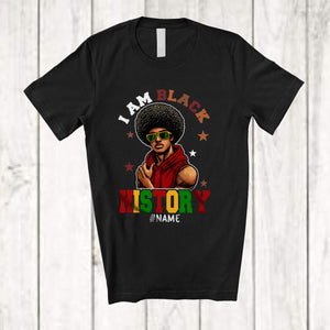 MacnyStore - Personalized I Am Black History; Joyful Black History Month Custom Name Men Afro; African T-Shirt