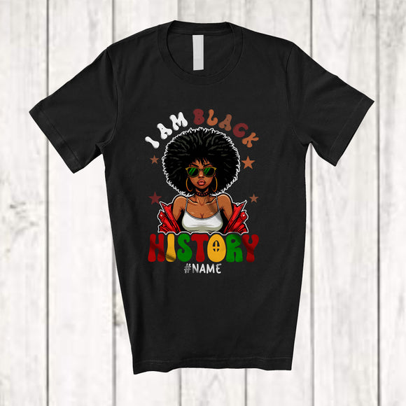 MacnyStore - Personalized I Am Black History; Joyful Black History Month Custom Name Women Afro; African T-Shirt