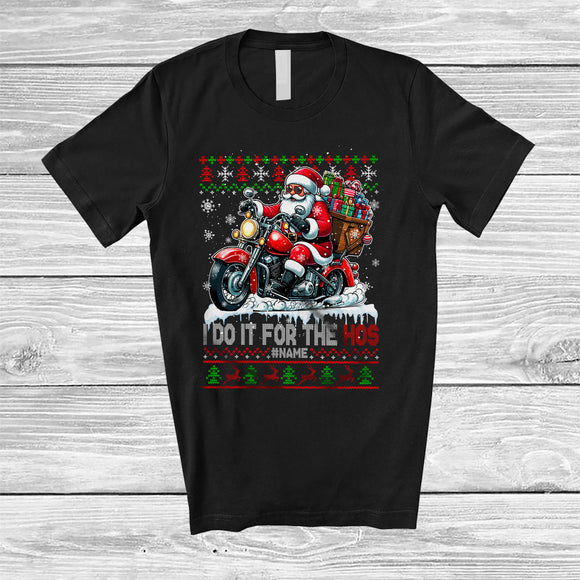 MacnyStore - Personalized I Do It For The Hos; Amazing Christmas Custom Name Santa Riding Motorcycle; Sweater T-Shirt