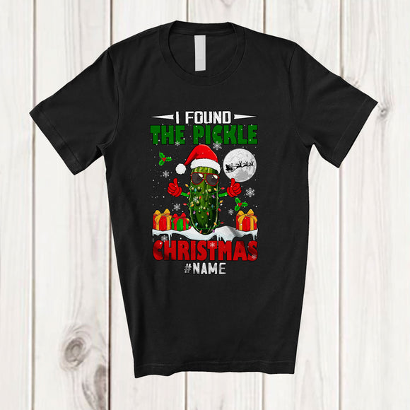 MacnyStore - Personalized I Found The Pickle Christmas; Amusing Custom Name Adult Couple; Santa Pickle T-Shirt