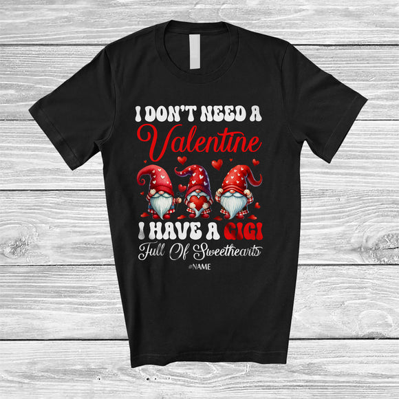 MacnyStore - Personalized I Have A Gigi Full of Sweethearts; Adorable Valentine Custom Name Three Gnomes T-Shirt