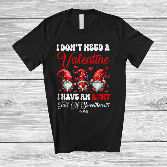 MacnyStore - Personalized I Have An Aunt Full of Sweethearts; Adorable Valentine Custom Name Three Gnomes T-Shirt