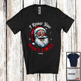 MacnyStore - Personalized I Know You Didn't Floss; Joyful Christmas Santa Face; Custom Name Dental Dentist T-Shirt