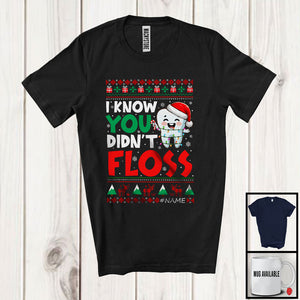 MacnyStore - Personalized I Know You Didn't Floss; Joyful Christmas Sweater Tooth; Custom Name Dentist Dental T-Shirt