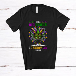 MacnyStore - Personalized I Like Big Beads; Humorous Mardi Gras Mask Beads; Custom Name Parades T-Shirt