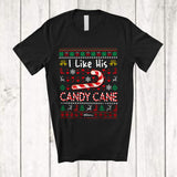 MacnyStore - Personalized I Like His Candy Cane; Sarcastic Christmas Sweater; Custom Name Adult Couple T-Shirt