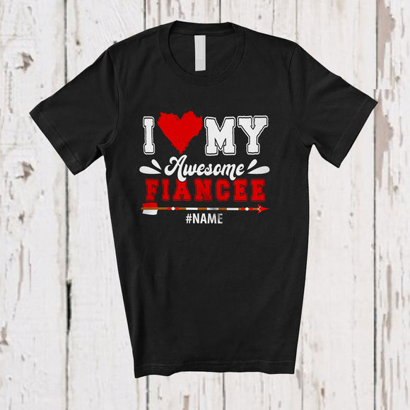 MacnyStore - Personalized I Love My Awesome Fiancee; Lovely Valentine's Day Hearts; Custom Name Couple T-Shirt