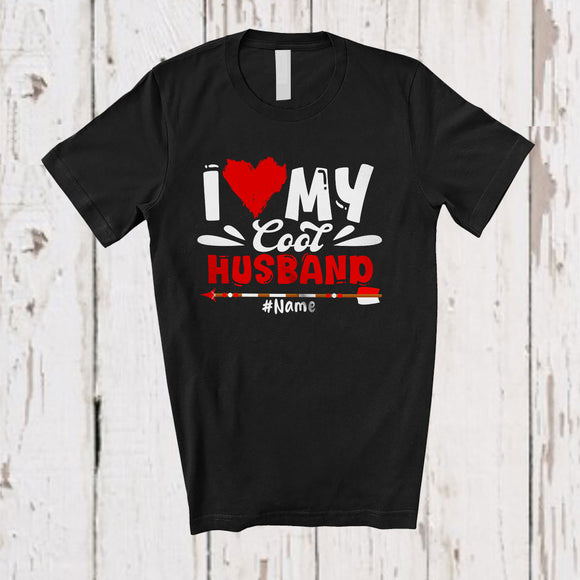 MacnyStore - Personalized I Love My Cool Husband; Lovely Valentine's Day Hearts; Custom Name Couple T-Shirt