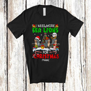 MacnyStore - Personalized I Need More Sea Lions For Christmas; Amusing X-mas Custom Name Sea Animal; Family T-Shirt