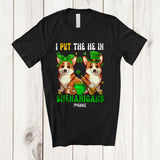 MacnyStore - Personalized I Put The He In Shenanigans; Lovely St. Patrick's Day Custom Name Corgi; Couple T-Shirt