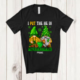 MacnyStore - Personalized I Put The He In Shenanigans; Lovely St. Patrick's Day Custom Name Gnomes; Couple T-Shirt