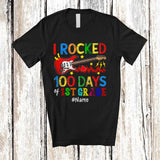 MacnyStore - Personalized I Rocked 100th Day of 1st Grade; Amusing School Bass Guitar; Custom Name Guitarist T-Shirt