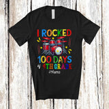 MacnyStore - Personalized I Rocked 100th Day of 4th Grade; Amusing School Drum; Custom Name Drummer T-Shirt